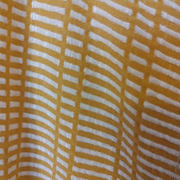 W5 Size Medium M Golden Rod Yellow White Stripes Wooden Button Tie Summer Top - Picture 7 of 9